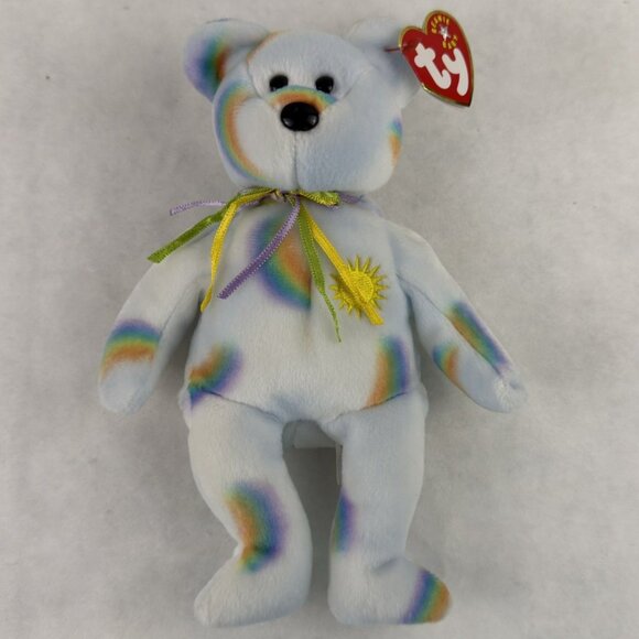 Vtg Ty Beanie Baby Cheery Bear Multicolor Rainbow Pastel Plush DOB Aug 18 2000 - Picture 5 of 15